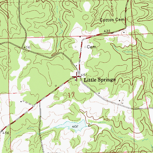 Topographic Map of Little Springs, MS