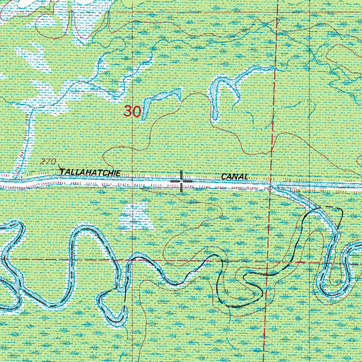 Topographic Map of Little Tallahatchie Canal, MS