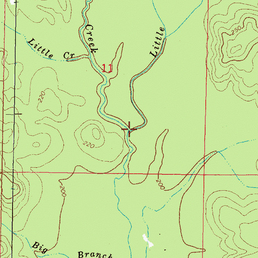 Topographic Map of Little Thompson Creek, MS