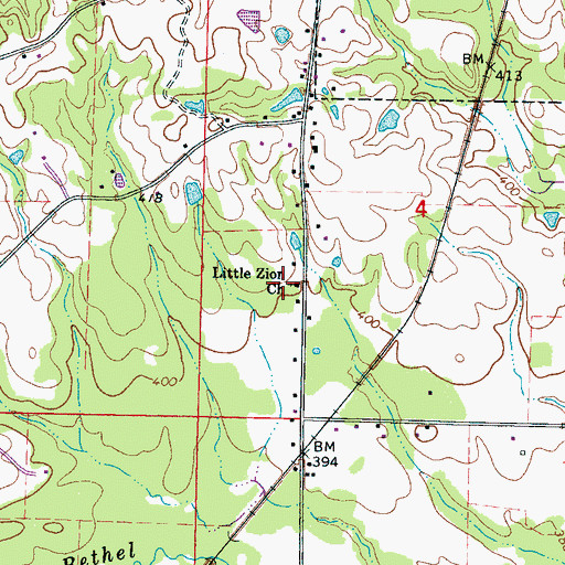 Topographic Map of Little Zion Church, MS