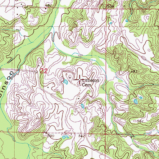 Topographic Map of Littleton Cemetery, MS
