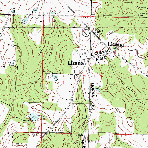 Topographic Map of Lizana, MS