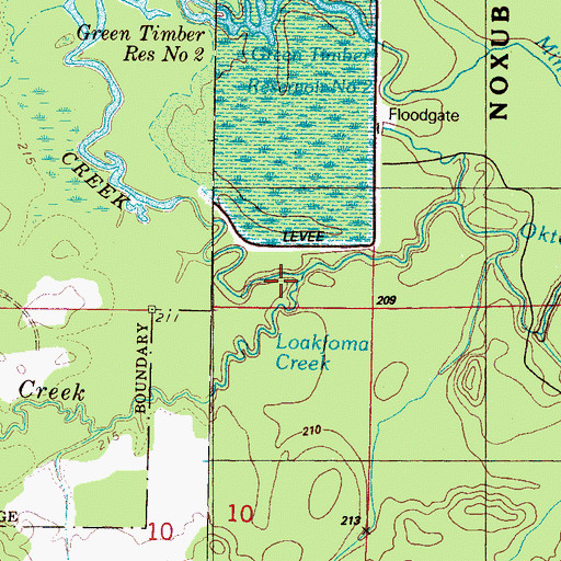 Topographic Map of Loakfoma Creek, MS