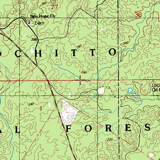 Topographic Map of Locust Hill Oil Field, MS
