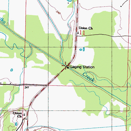 Topographic Map of Long Creek, MS