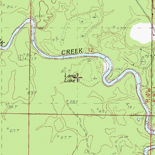 Topographic Map of Lang Lake, MS