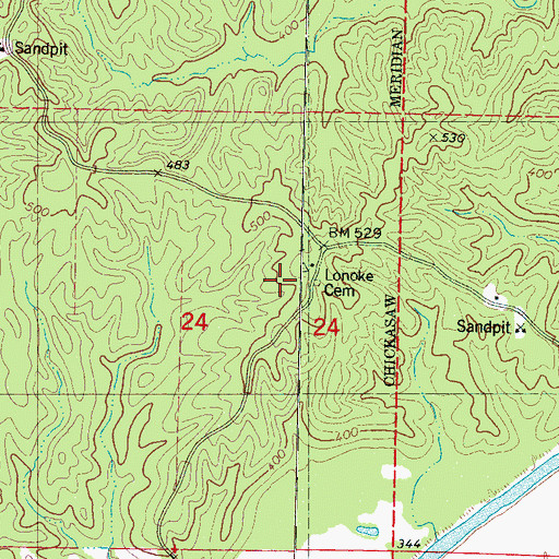 Topographic Map of Lonoke Church, MS