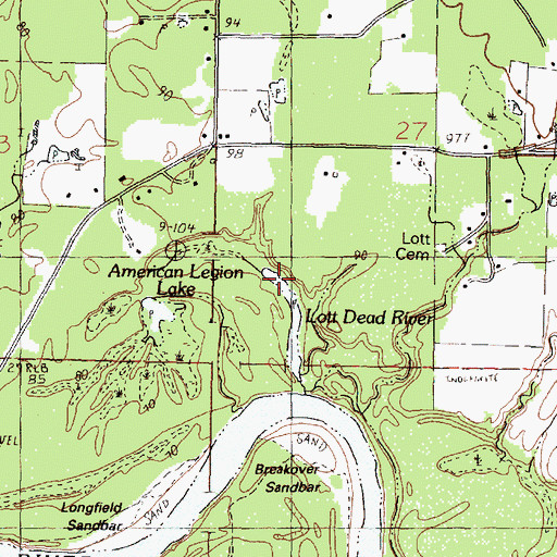 Topographic Map of Lott Dead River, MS