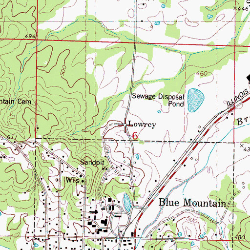 Topographic Map of Lowrey, MS