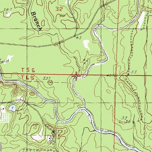 Topographic Map of Loya Branch, MS