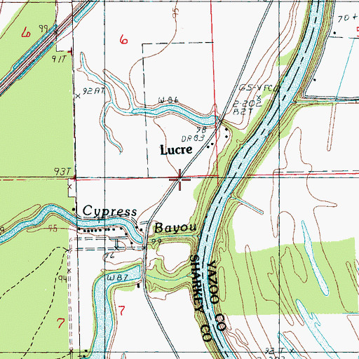 Topographic Map of Lucre, MS
