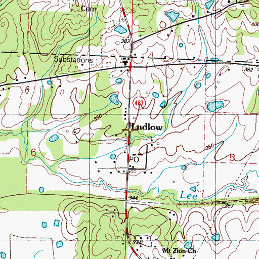 Topographic Map of Ludlow, MS