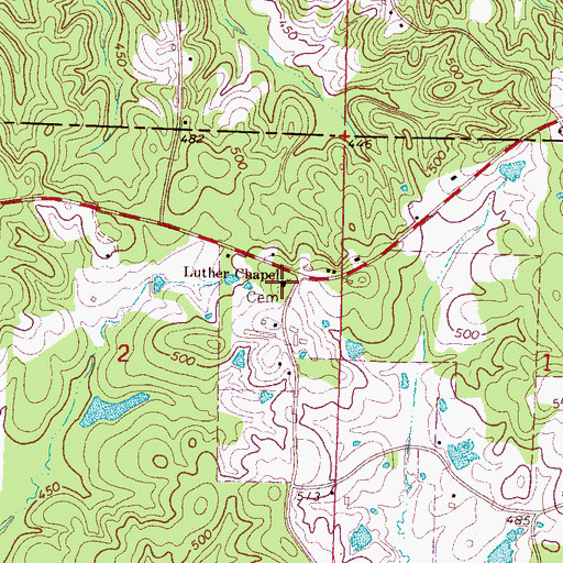 Topographic Map of Luther Chapel, MS