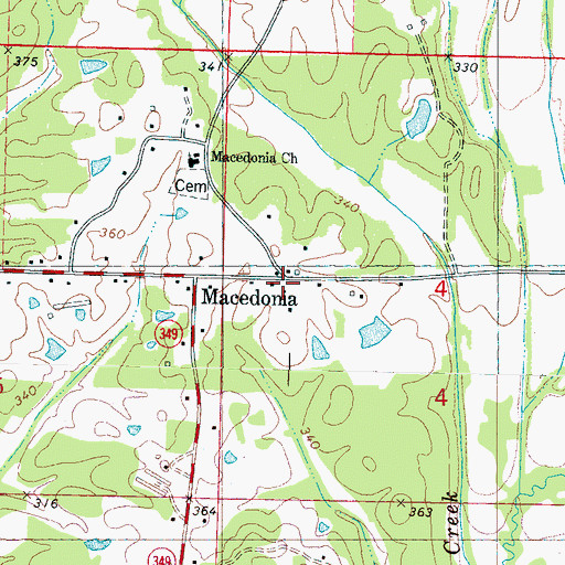 Topographic Map of Macedonia, MS
