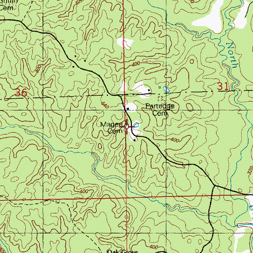 Topographic Map of Magee Cemetery, MS