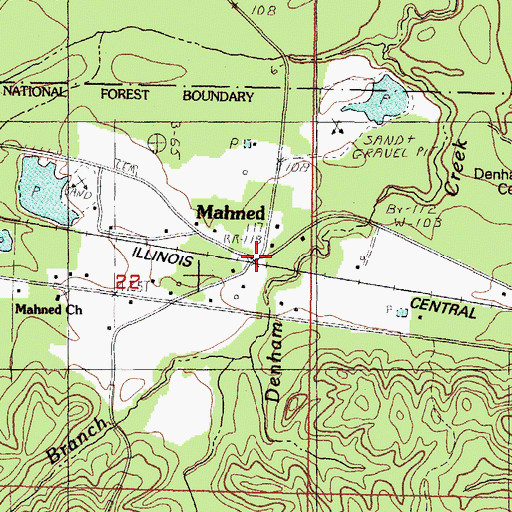 Topographic Map of Mahned, MS
