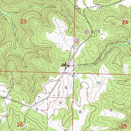 Topographic Map of Hopewell, AR