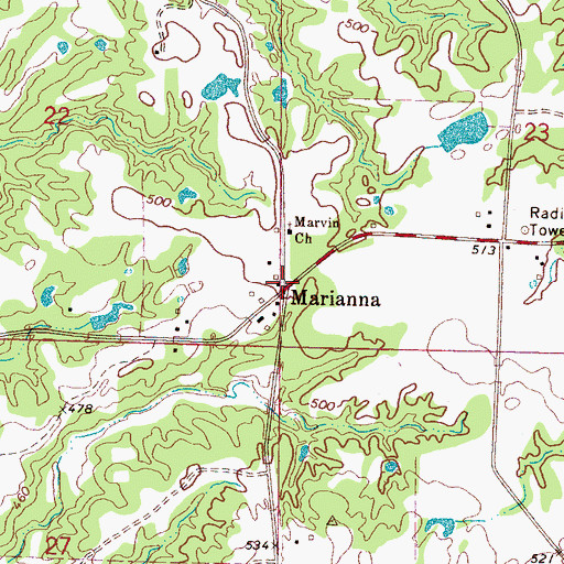 Topographic Map of Marianna, MS
