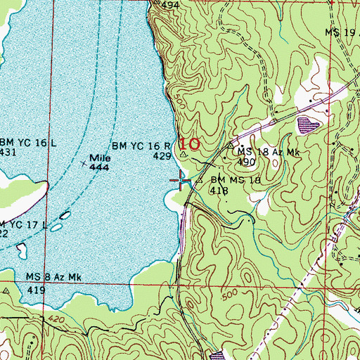 Topographic Map of Martin Branch, MS