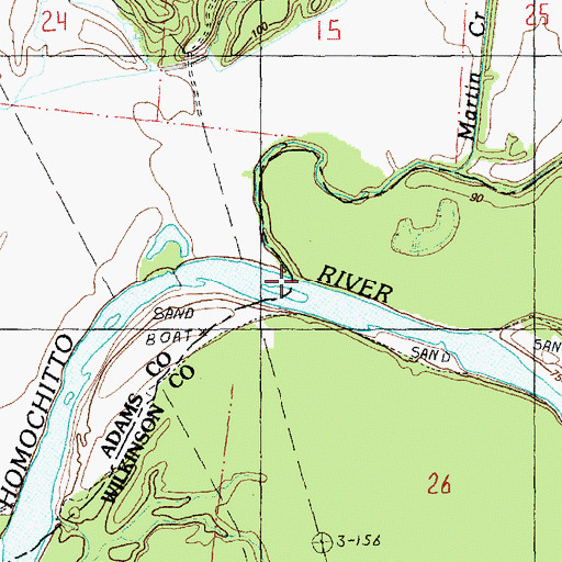 Topographic Map of Martin Creek, MS