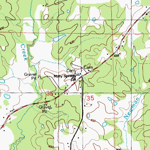 Topographic Map of Mary Springs Church, MS