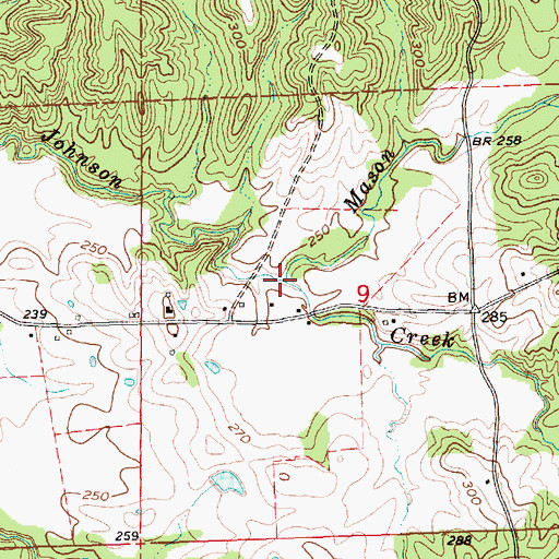 Topographic Map of Mason Branch, MS