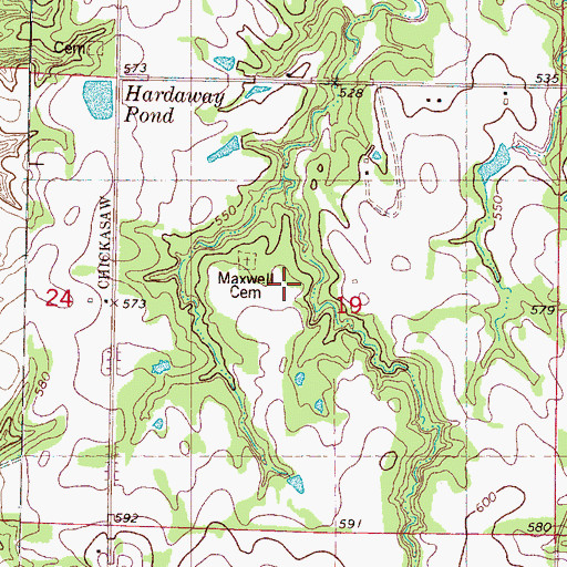 Topographic Map of Maxwell Cemetery, MS