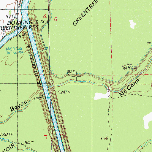 Topographic Map of McCann Bayou, MS