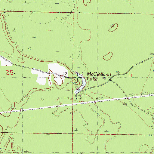 Topographic Map of McClelland Lake, MS