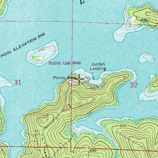 Topographic Map of Jordan Use Area, AR