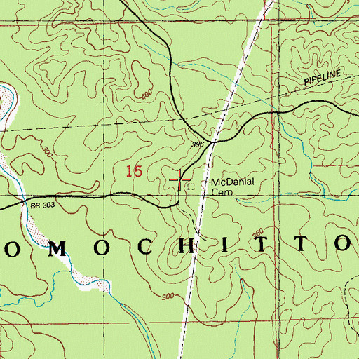 Topographic Map of McDanial Cemetery, MS