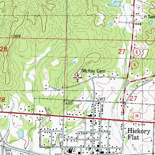 Topographic Map of McKay Cemetery, MS