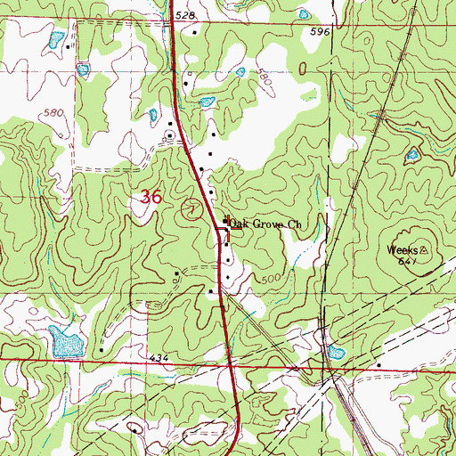 Topographic Map of McKenney School, MS