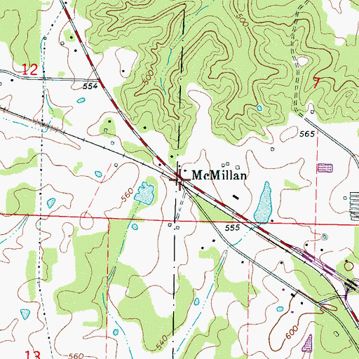 Topographic Map of McMillan, MS