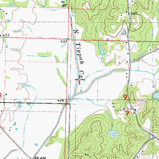 Topographic Map of Medlock Branch, MS
