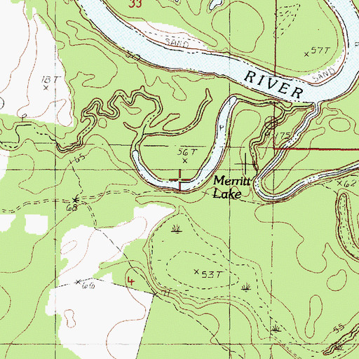 Topographic Map of Merritt Lake, MS