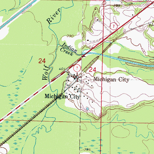 Topographic Map of Michigan City, MS