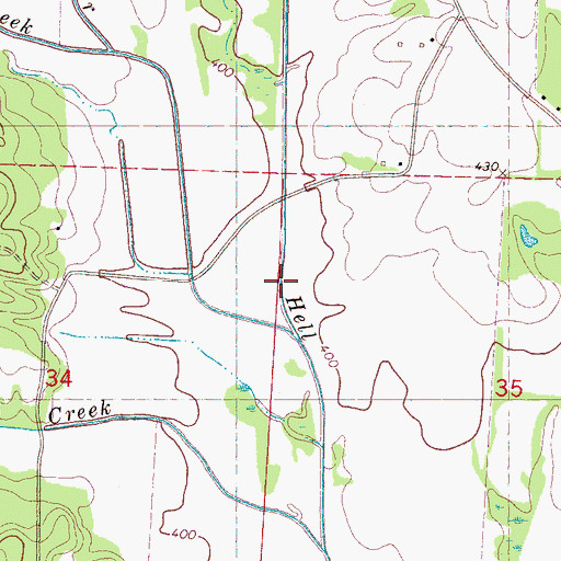 Topographic Map of Middle Creek, MS