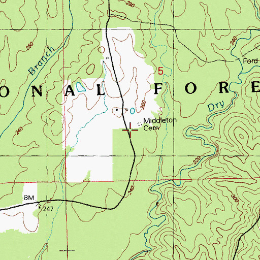 Topographic Map of Middleton Cemetery, MS