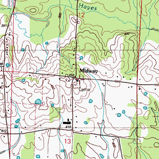 Topographic Map of Midway, MS