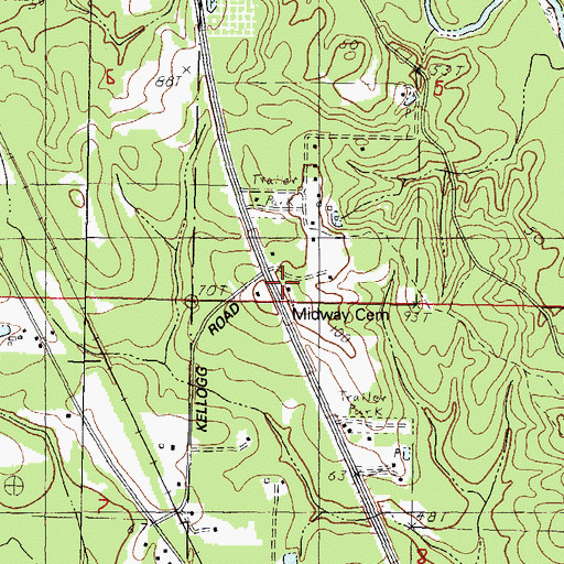 Topographic Map of Midway Church, MS