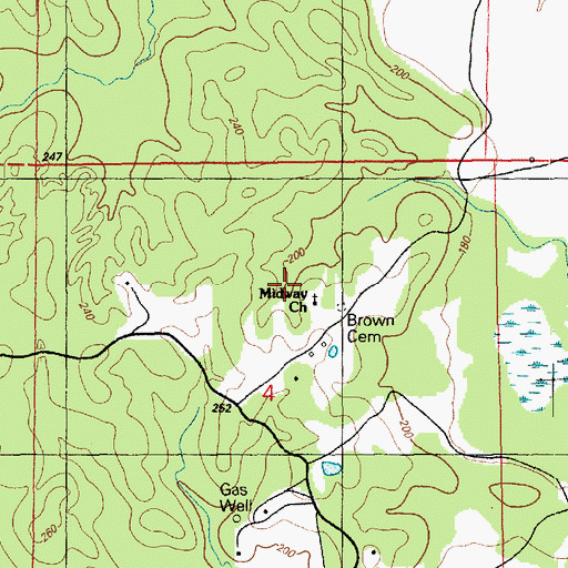 Topographic Map of Midway Church, MS