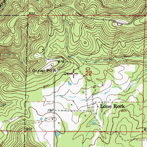 Topographic Map of Lone Rock Cemetery, AR