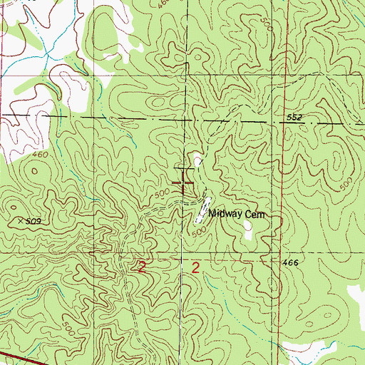 Topographic Map of Midway Church, MS