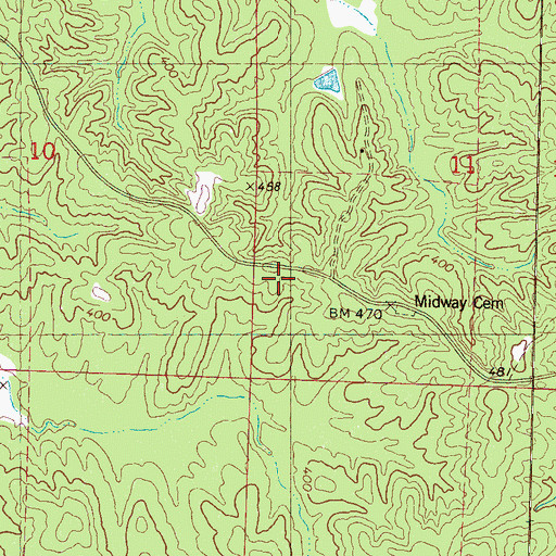 Topographic Map of Midway Church, MS