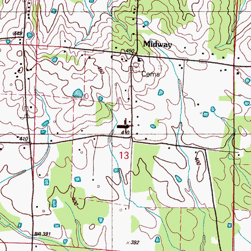Topographic Map of Midway High School (historical), MS