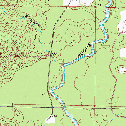 Topographic Map of Mike Branch, MS