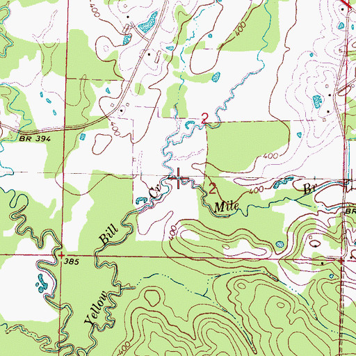 Topographic Map of Mile Branch, MS