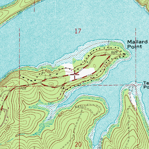 Topographic Map of Mallard Point, AR