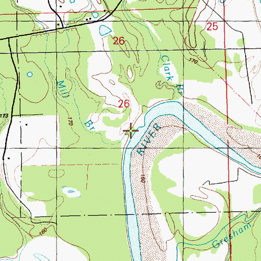 Topographic Map of Mill Branch, MS